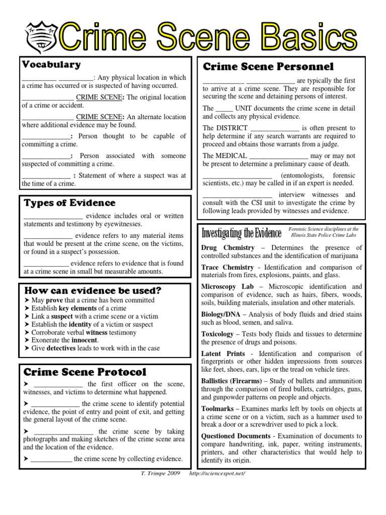 at the scene of the crime worksheet