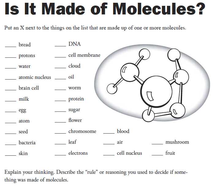 atoms molecules worksheet