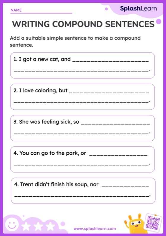 compound sentence worksheets