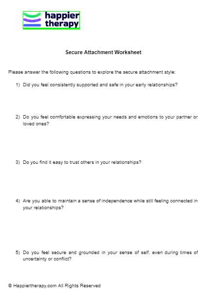 attachment worksheets therapist aid