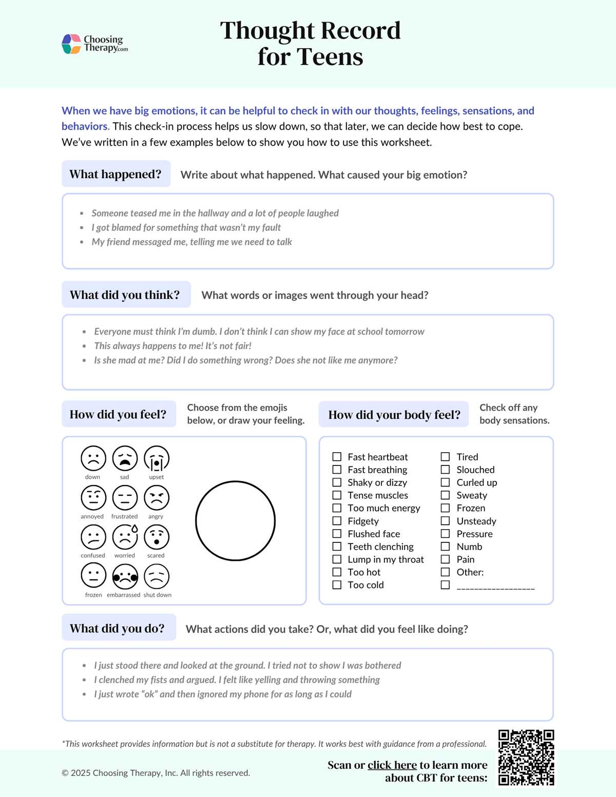 free dbt worksheets for teens