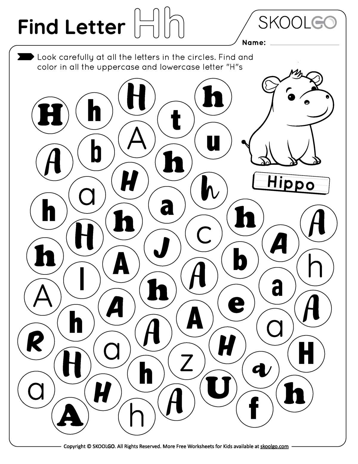 letter hh worksheet