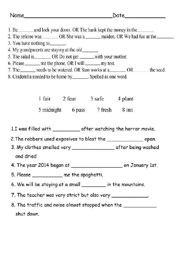 5th grade vocabulary worksheet