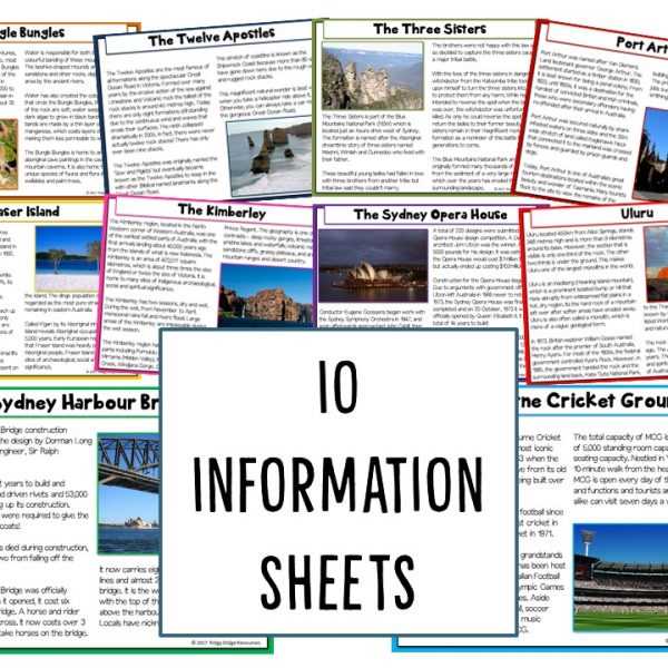 australian landmarks worksheet