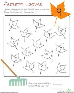 autumn color by number worksheets