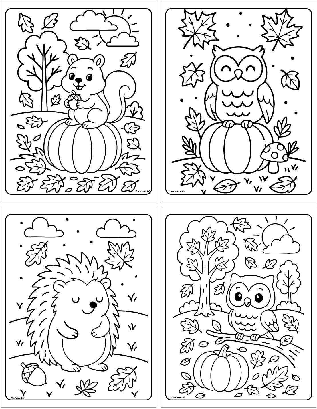 autumn coloring worksheet