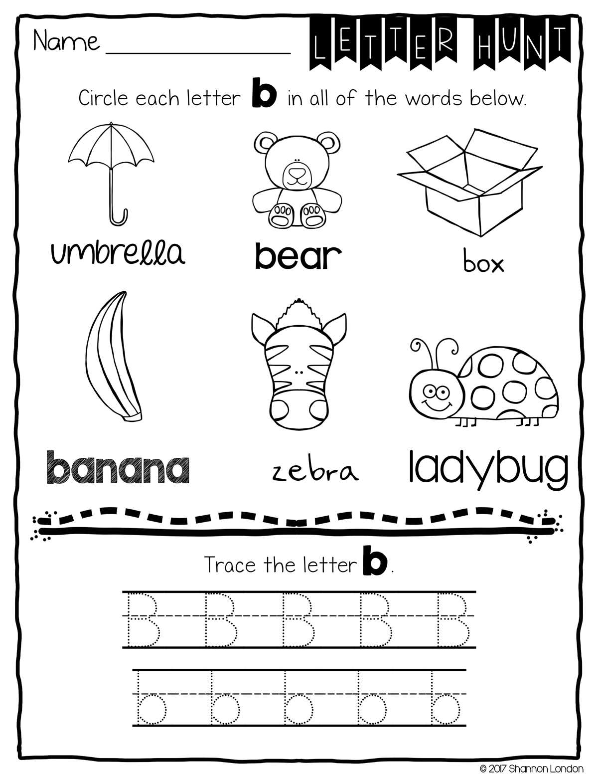 letter hunt worksheet