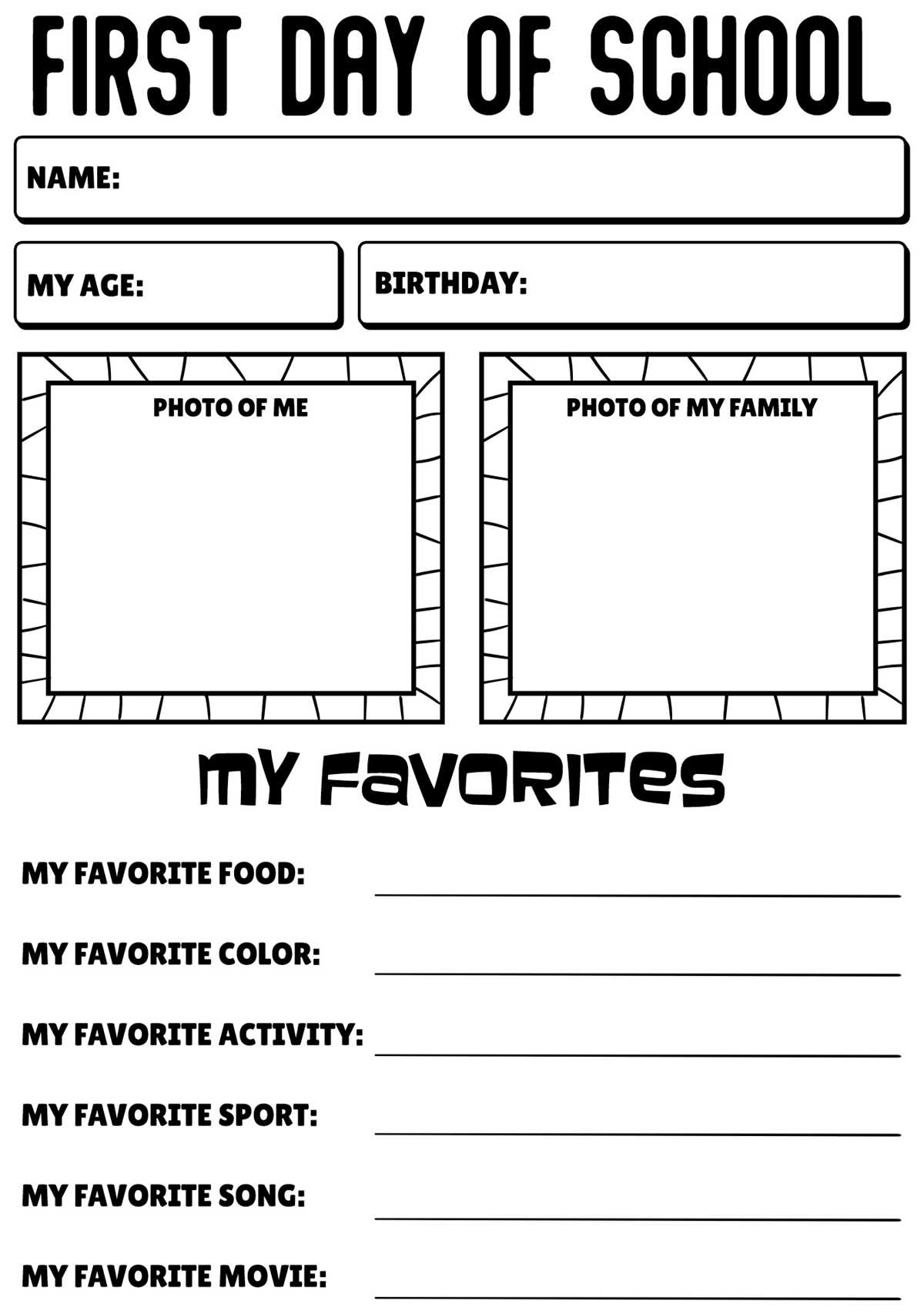 first day of preschool worksheet