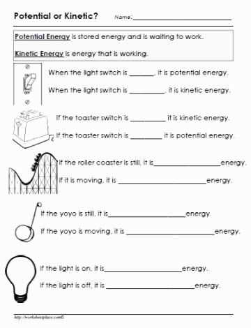 kinds of energy worksheet