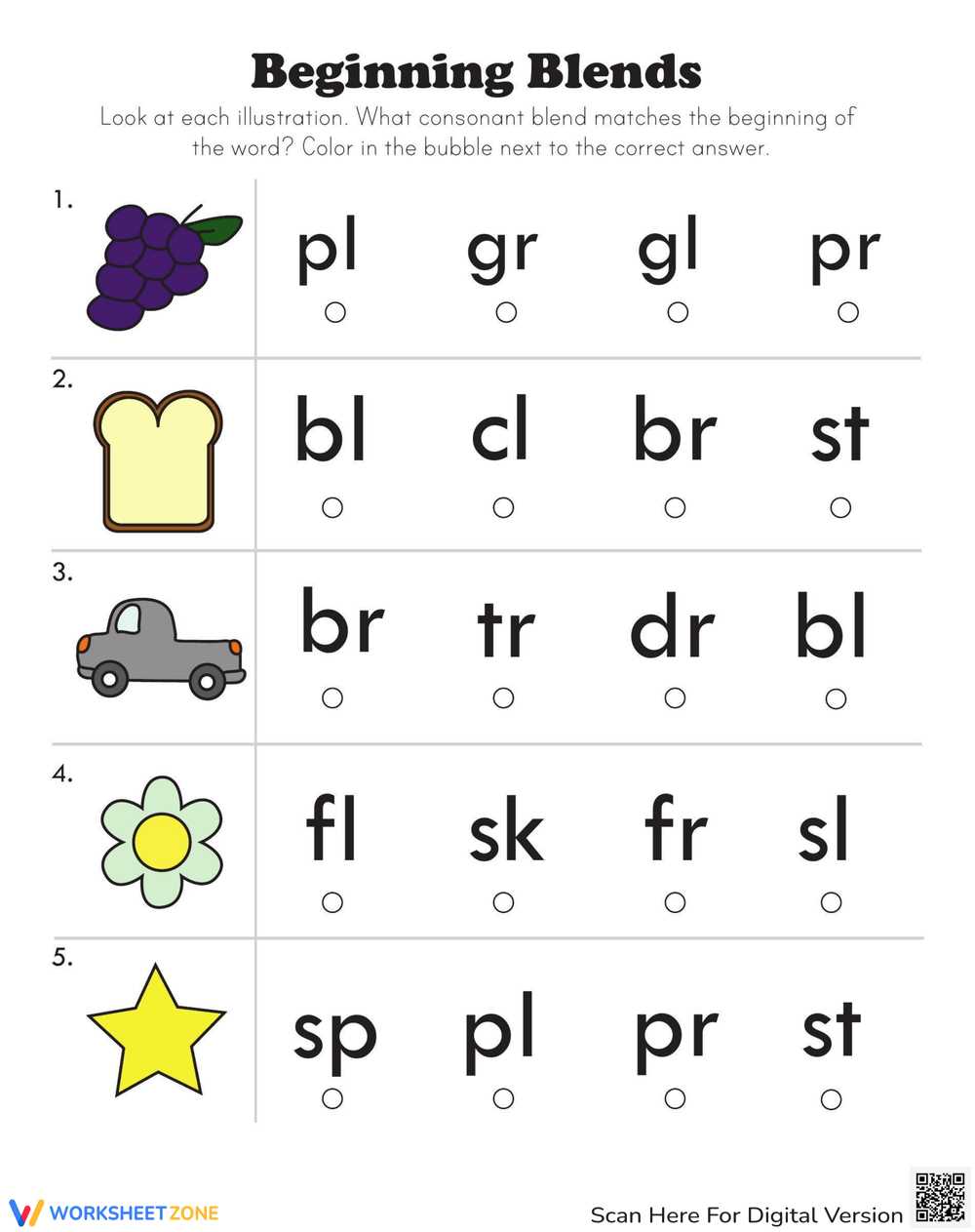 blends worksheets for kindergarten