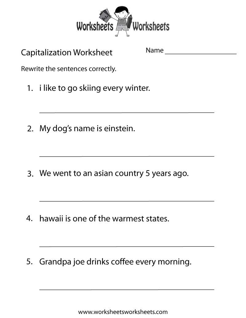 6th grade capitalization worksheets