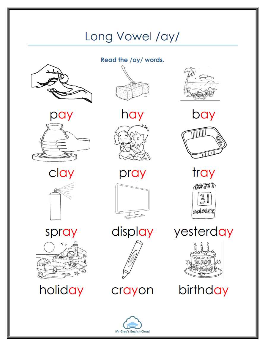 ay words phonics worksheets