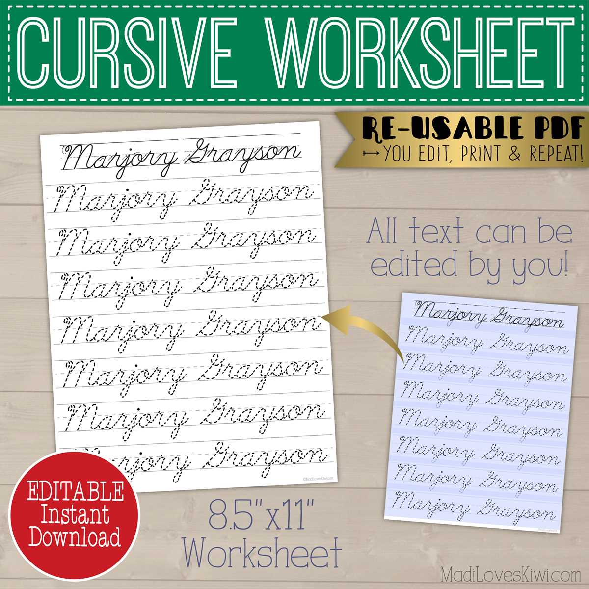 name in cursive worksheet