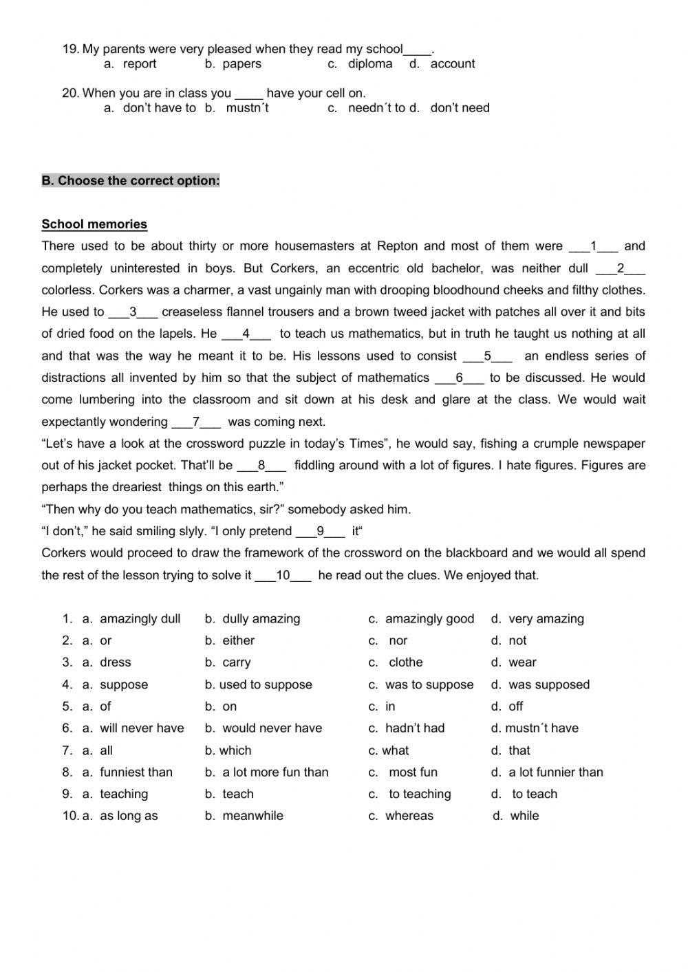 b2 grammar worksheets