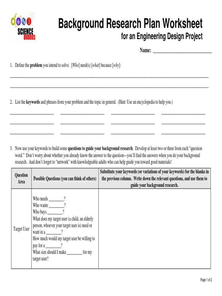 background research worksheet