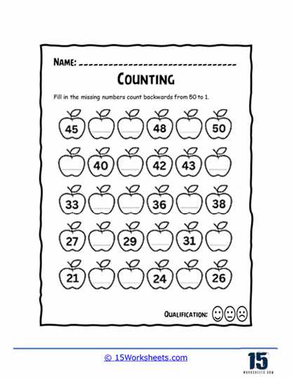 backward missing numbers worksheet