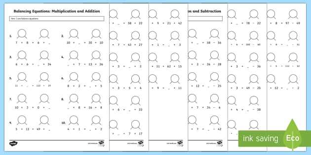 balancing chemical equations worksheet level 1