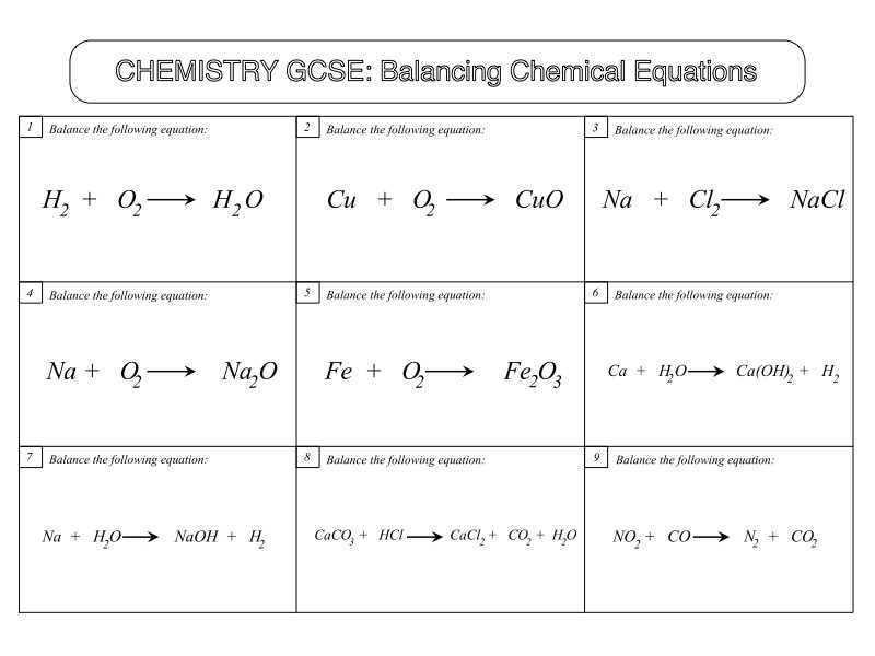 balancing the equation worksheet