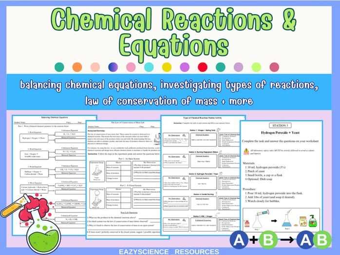 balancing types of reactions worksheet