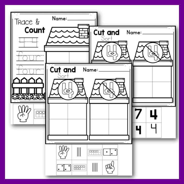 number 4 worksheets preschool