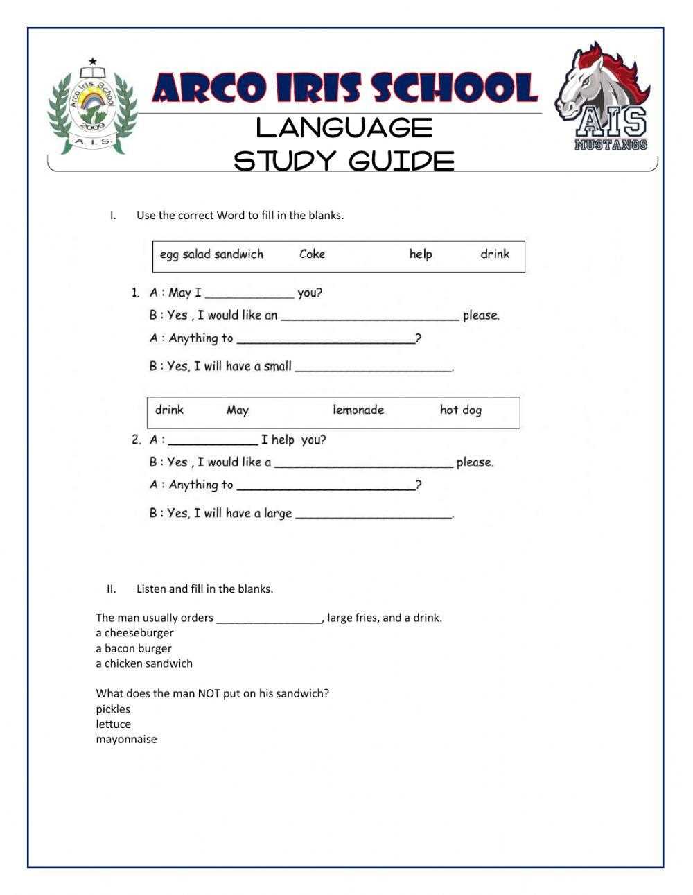 fast food makeover worksheet