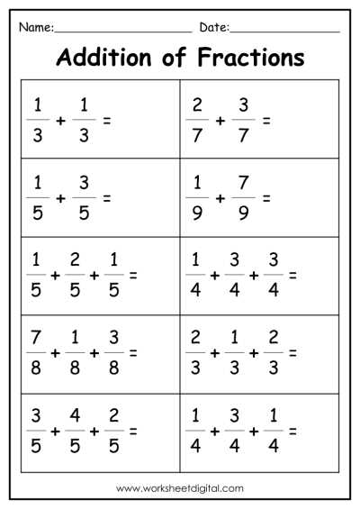 basic fractions worksheets