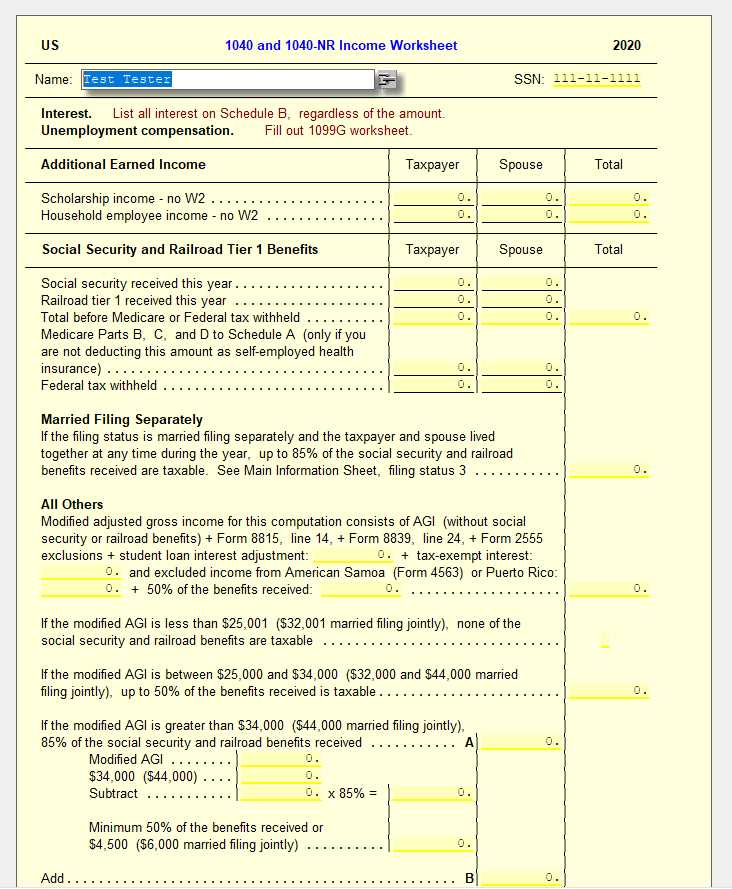 social security benefits worksheet