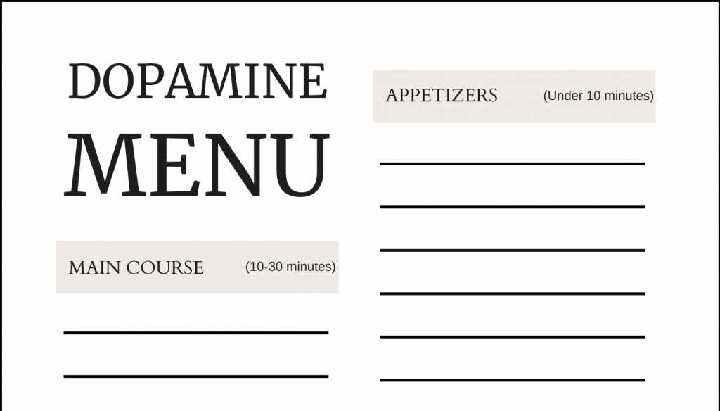 dopamine menu worksheet