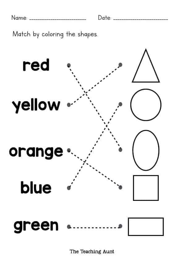 matching colors worksheet