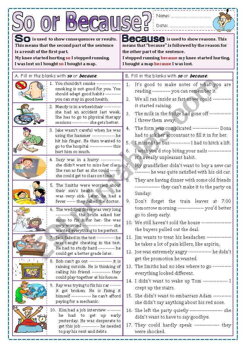 because but so worksheet