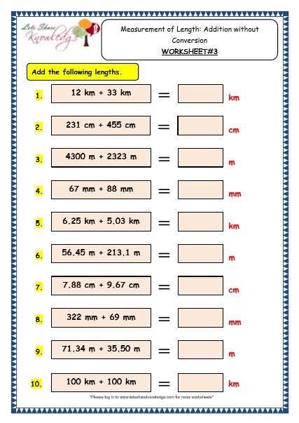 maths measurement worksheets