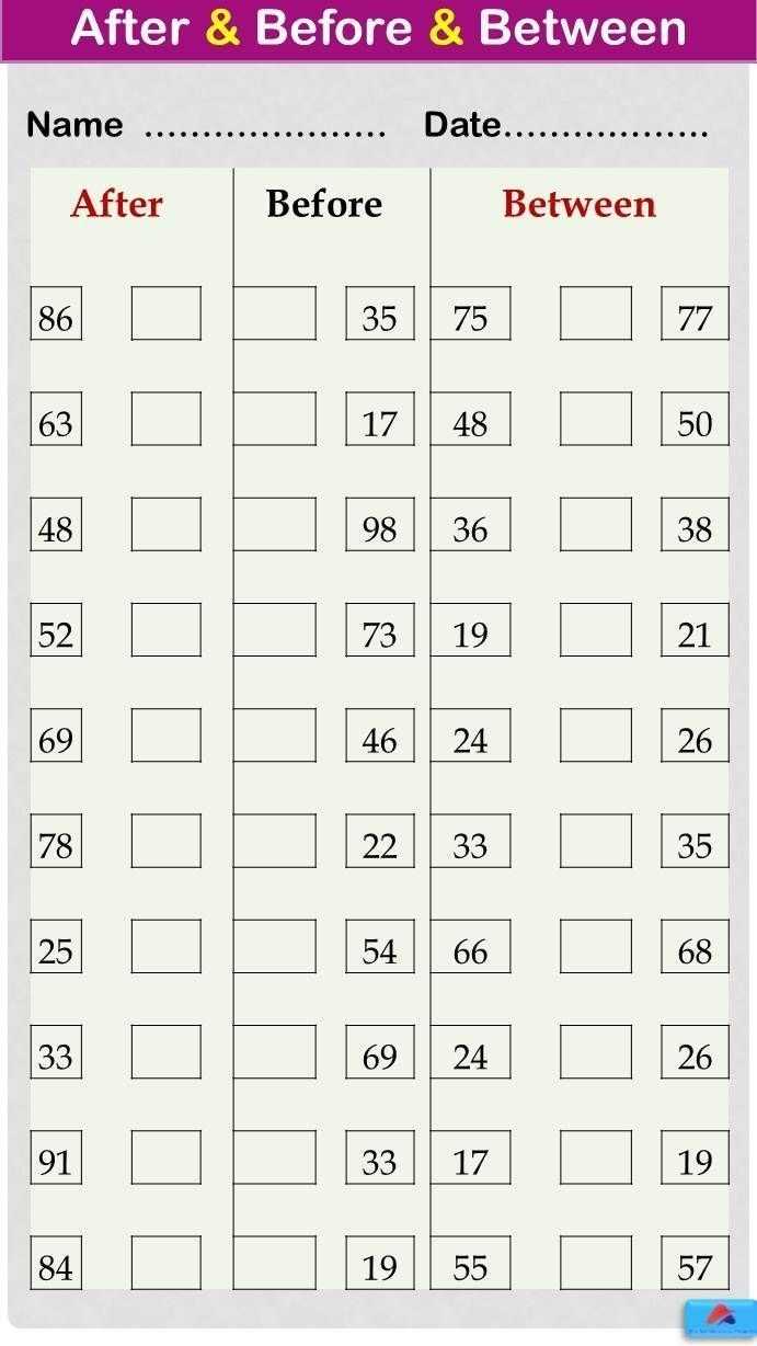 before after between worksheet for class 1