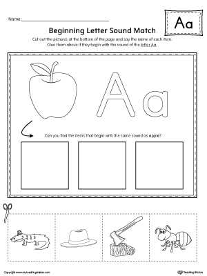 beginning sound match worksheet