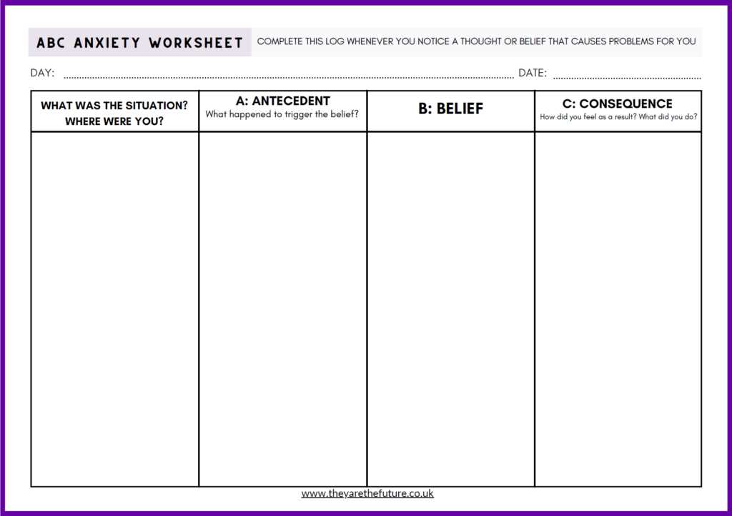 behavioural experiments worksheet