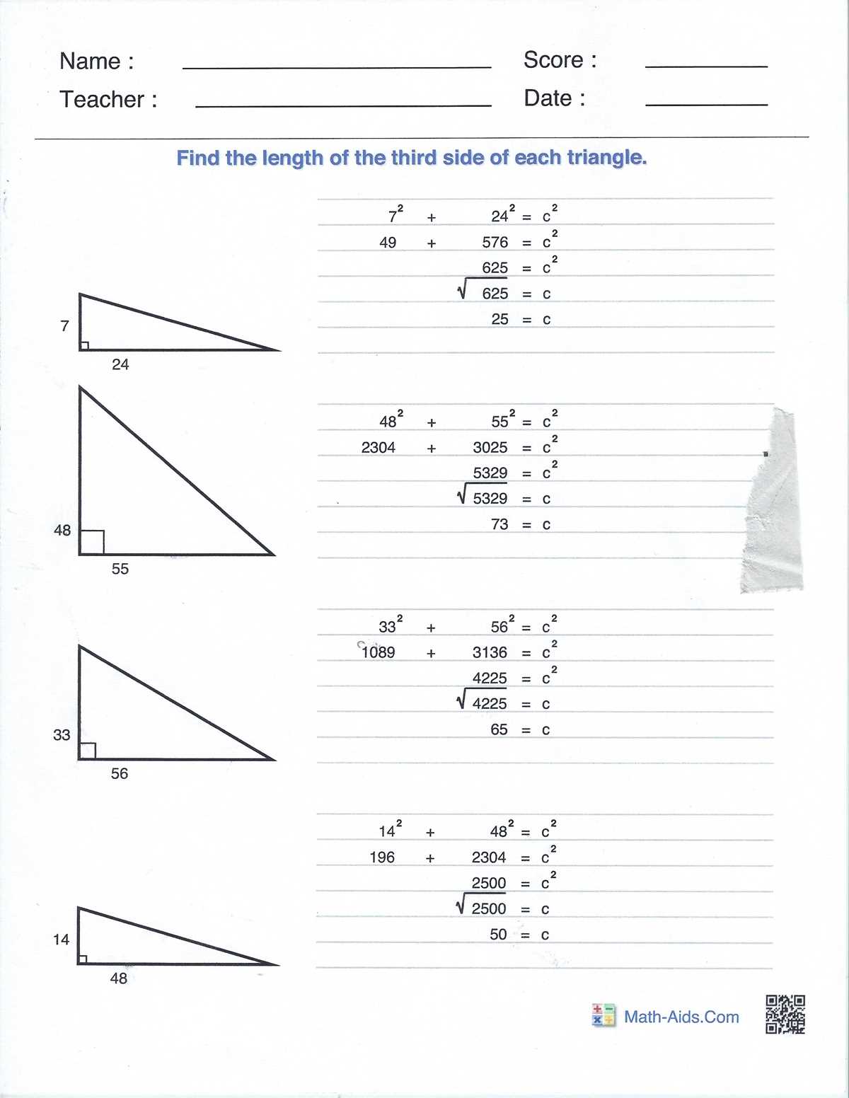 beyond the worksheet pythagorean theorem
