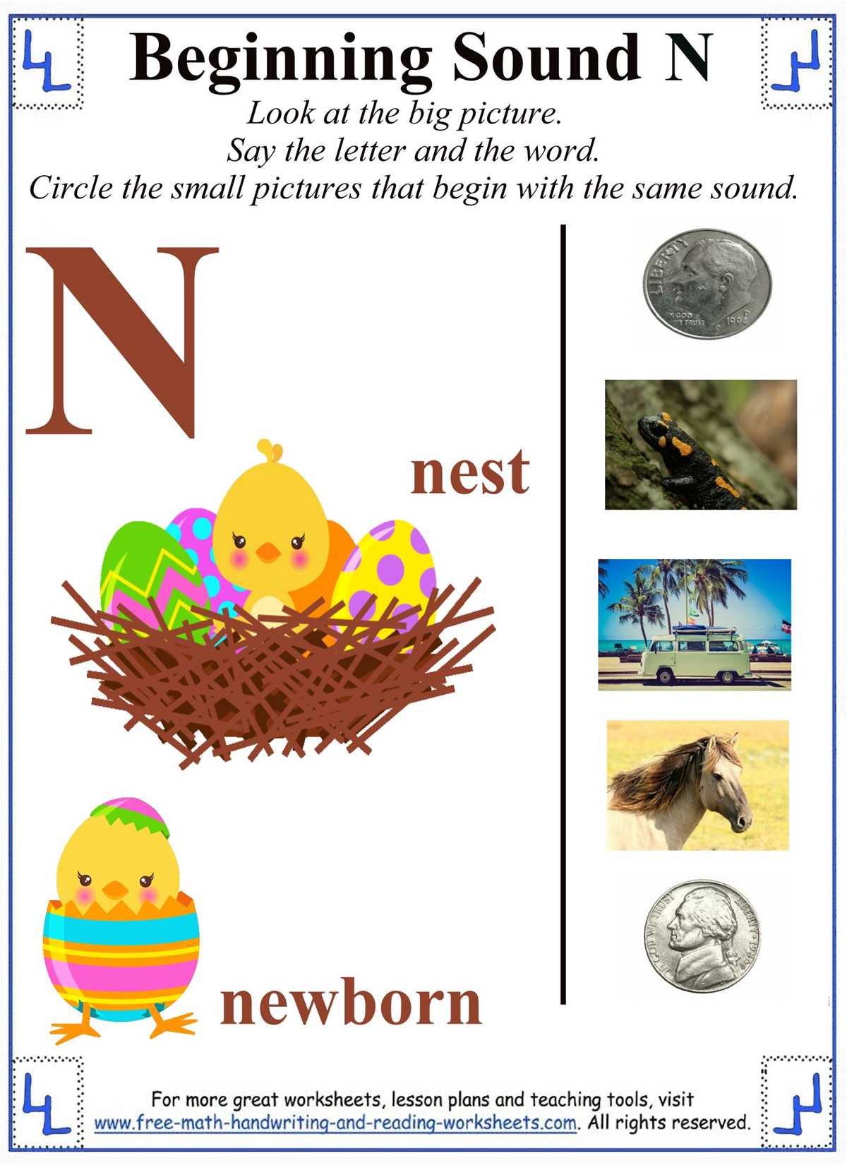 letter n worksheets for preschoolers