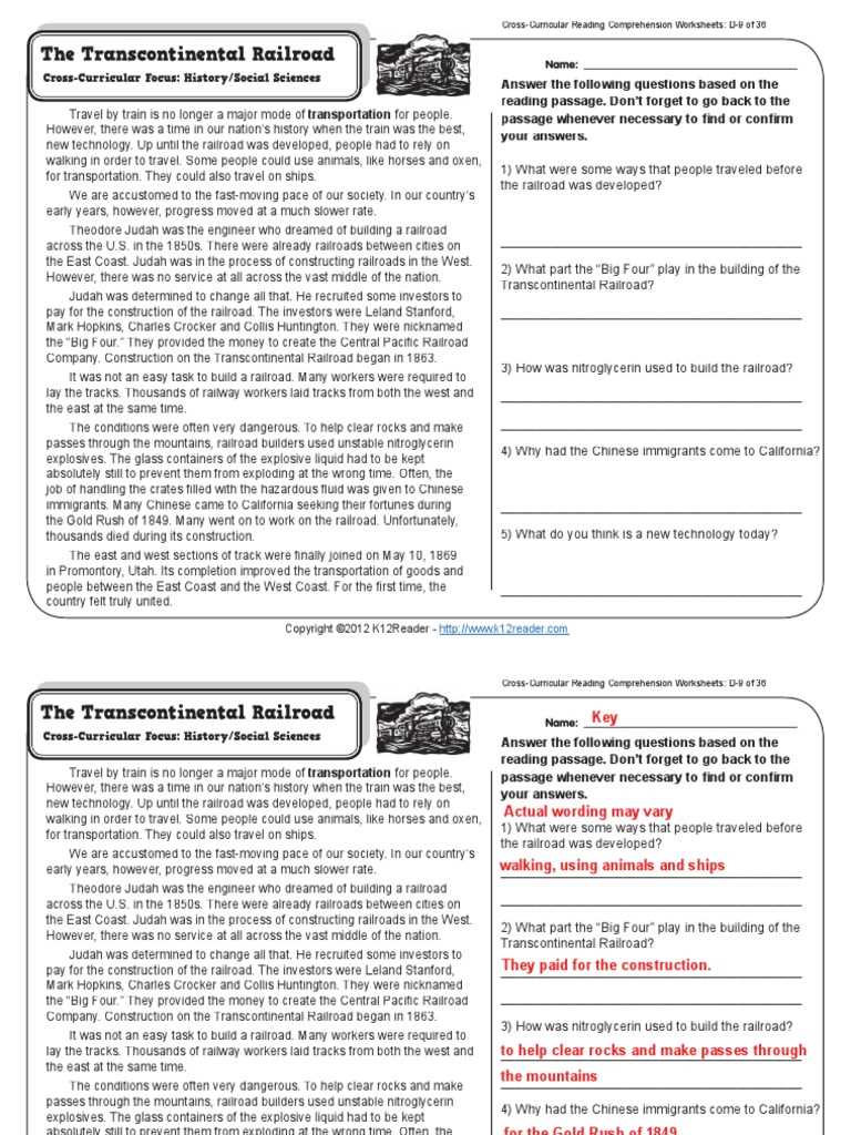 transcontinental railroad worksheet
