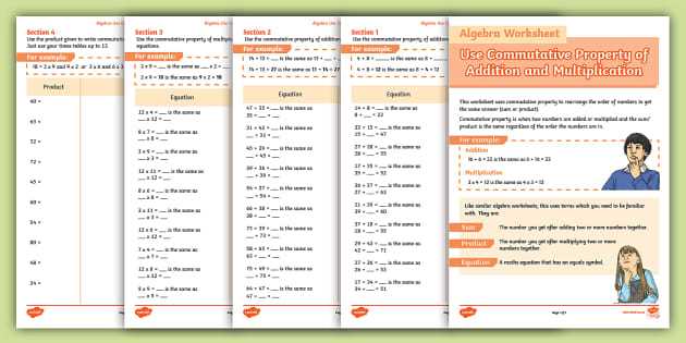 commutative law of addition worksheets
