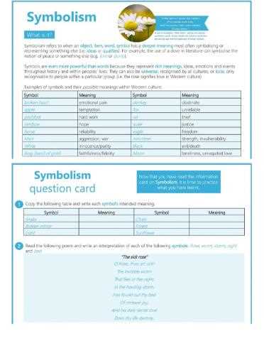 symbolism worksheet