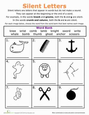 esl silent letters worksheet