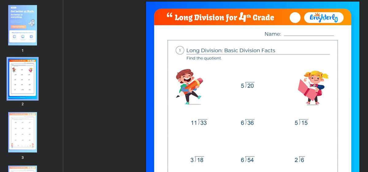 long division worksheet grade 4