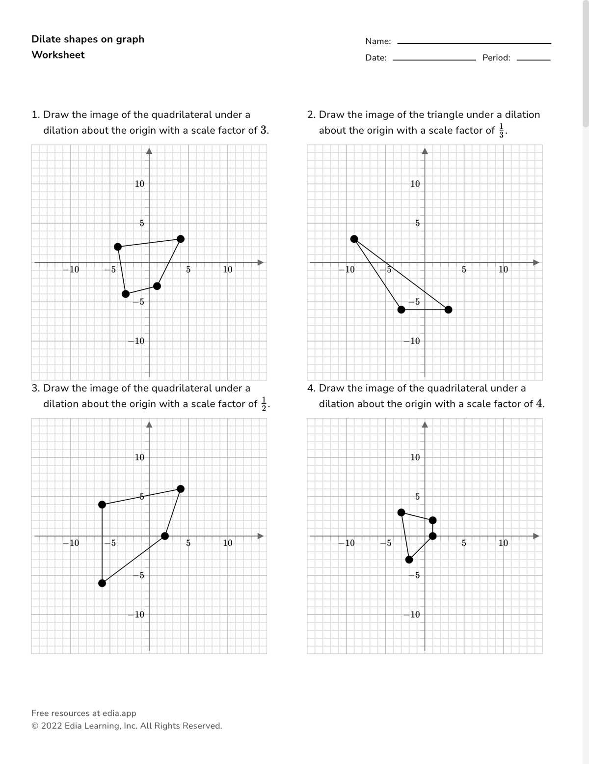 dilation worksheet