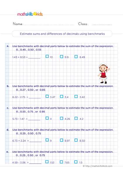 decimal addition and subtraction worksheets grade 5