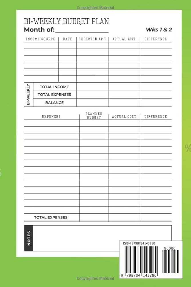 bi weekly paycheck budget worksheet