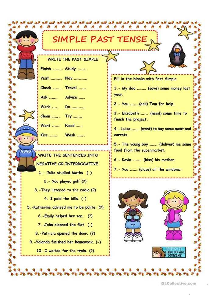 esl past tense worksheet