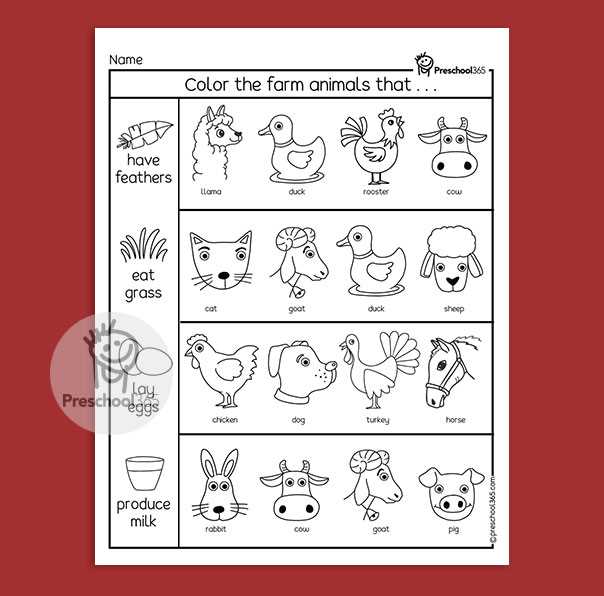 big and small farm animals worksheet