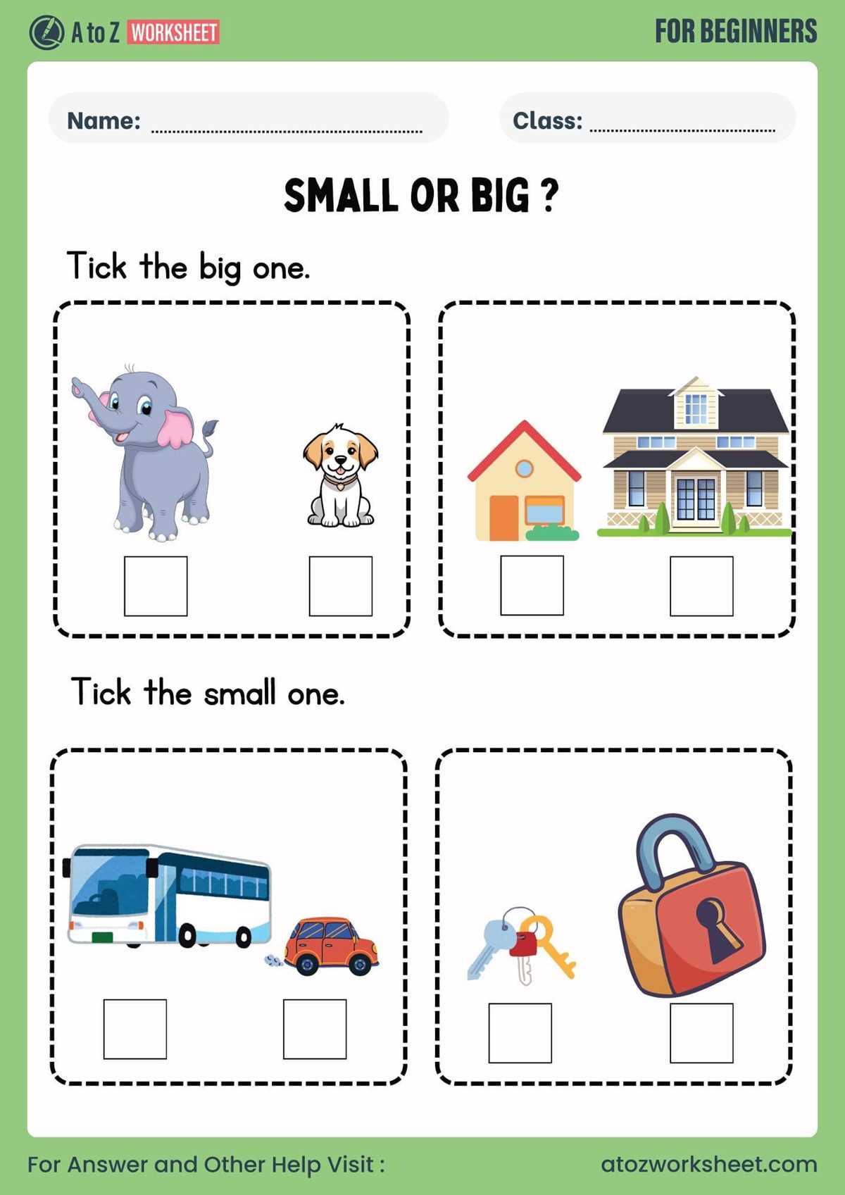 big and small worksheets printable