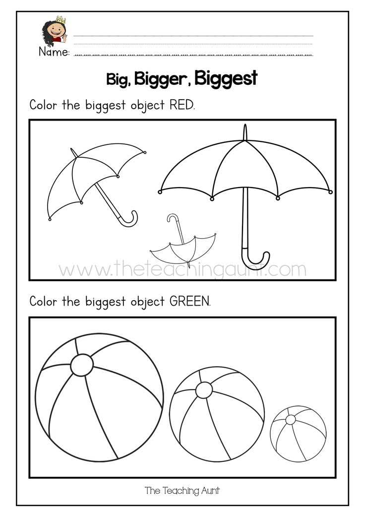 bigger and smaller objects worksheets