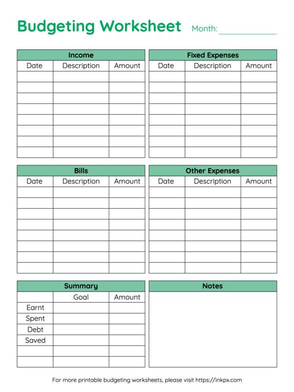 bill worksheet