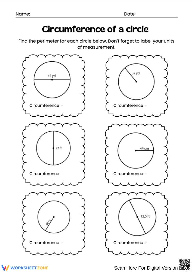 find the area and circumference of a circle worksheet